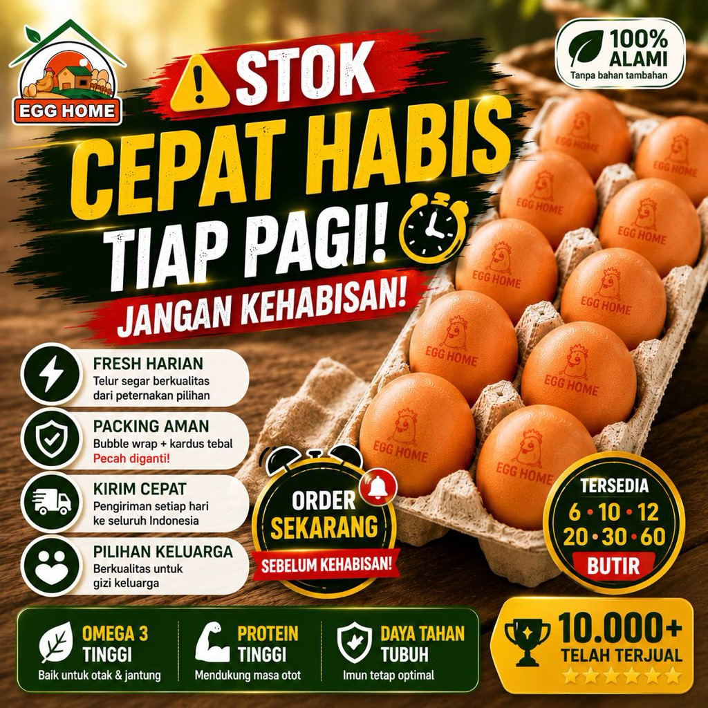 Telur Omega 3 - Normal Size, Kaya Nutrisi, Bebas Salmonella, Halal
