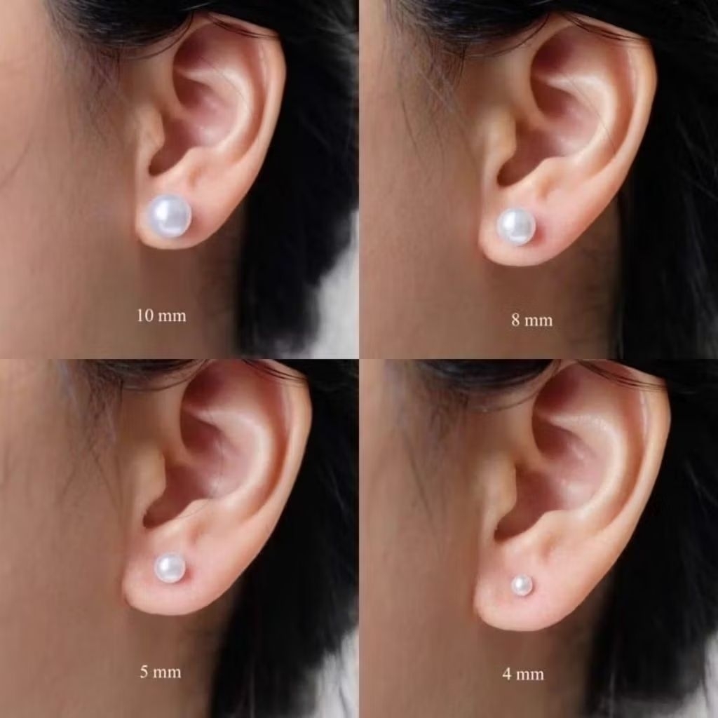 giwang mutiara anting mutiara titanium asli anti karat&alergi silver & gold colour