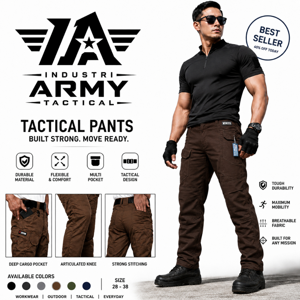 Celana Kargo Tactical Coklat Pramuka PDL Polisi Brimob Terbaru