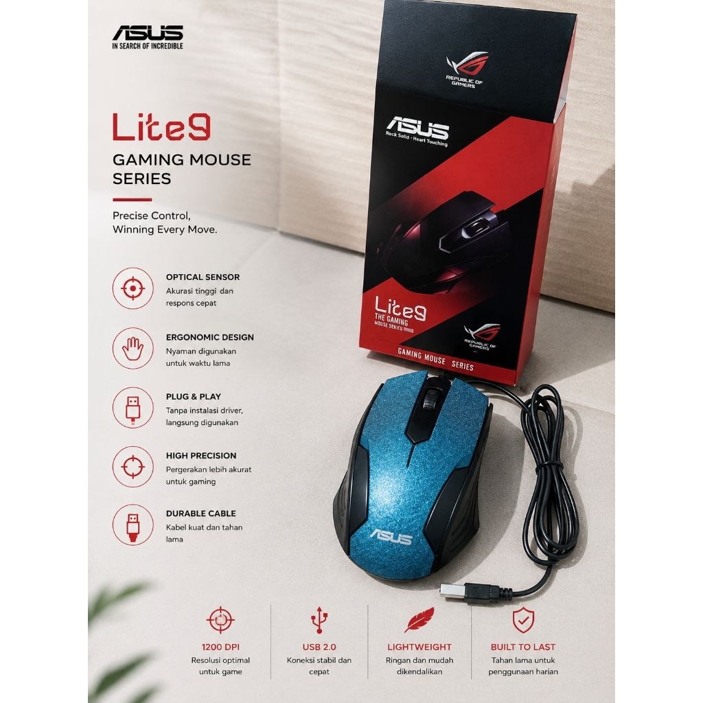 Mouse Asus lite 9 mouse mos Asus gaming