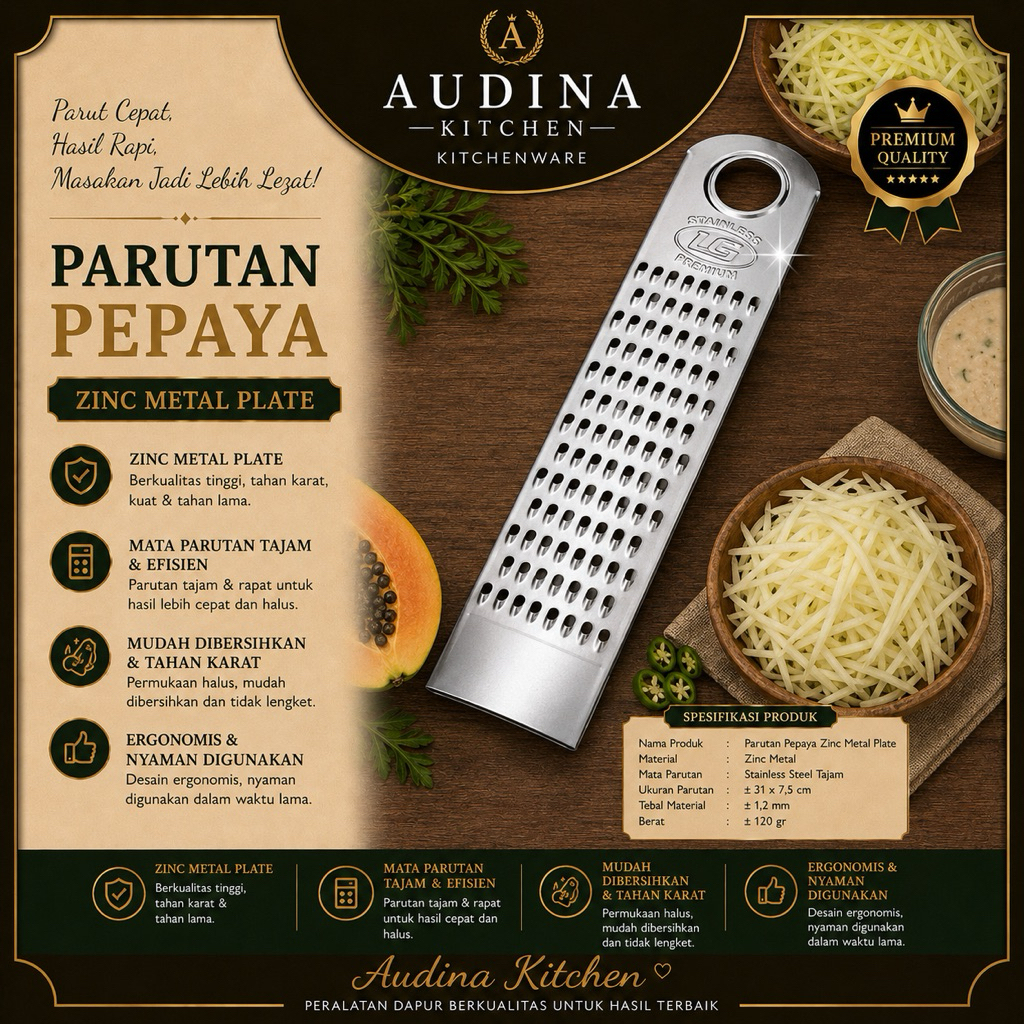 Parutan Pepaya Serbaguna Stainless Steel | Alat Parut Pepaya | Parutan Pepaya Asinan | Parutan Labu 