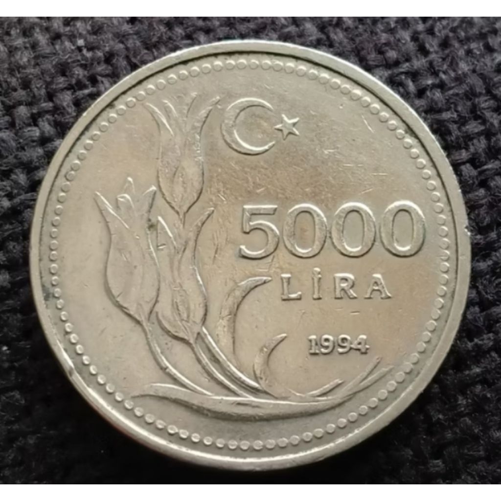 Uang Koin Kuno Turki 5000 Lira 1994