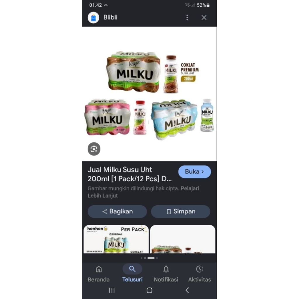 susu milku 1pak isi 12