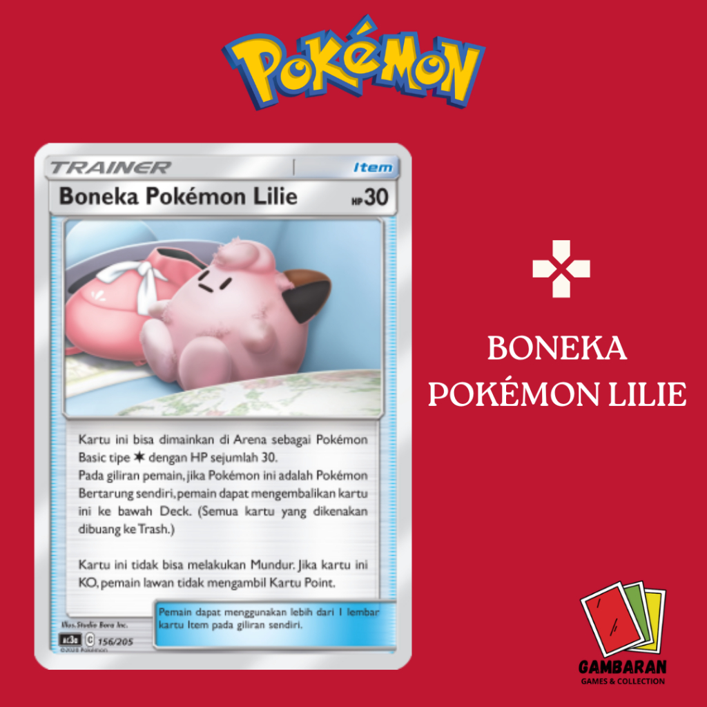 Boneka Pokémon Lilie AC3a  Kartu Trainer Item Pokemon Indonesia TCG