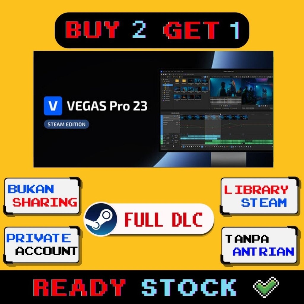 VEGAS Pro 23 Steam Edition Original Full DLC Private account Non sharing Bonus Beli 2 gratis 1