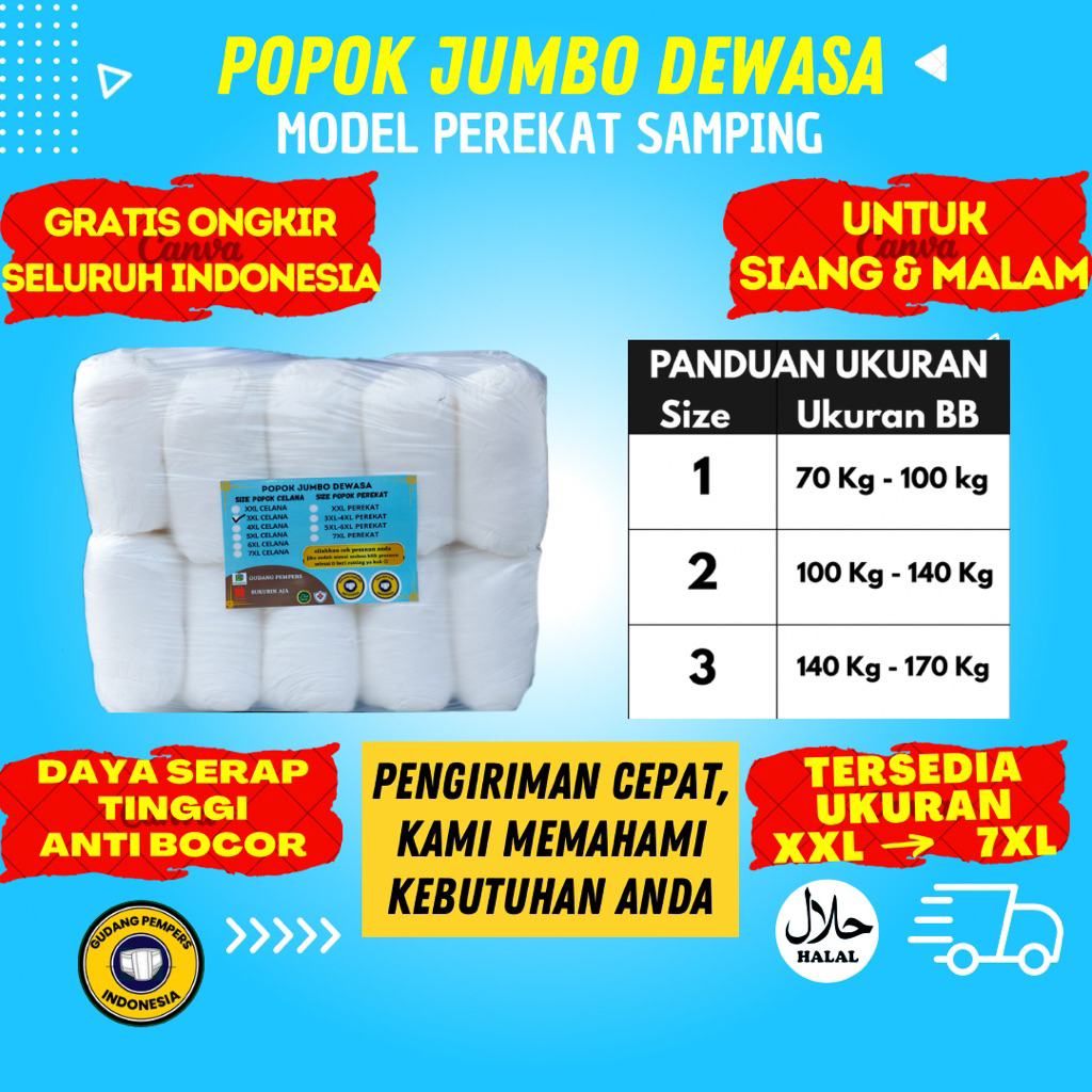 popok dewasa perekat JUMBO XXL isi 10 pcs/ pempers dewasa / adult diapers / promo