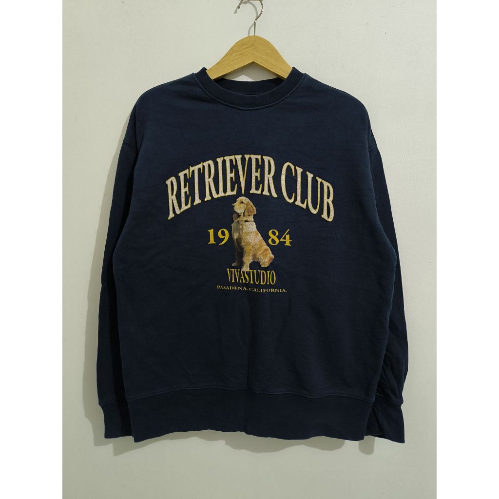 Sweater Crewneck Vivastudio Retriever Club 1984 Navy S fit L