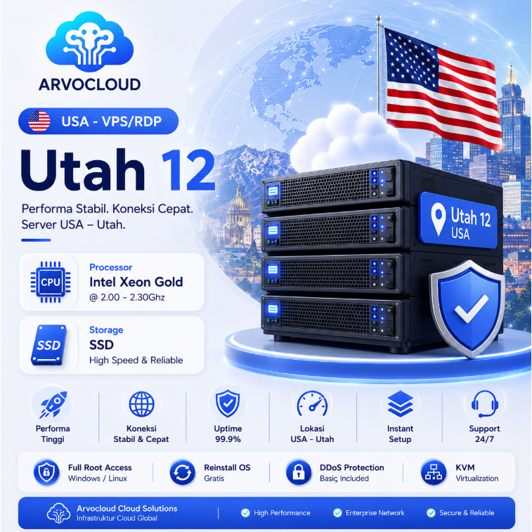 VPS/RDP USA Utah 12 | SSD | Bot, Live Streaming, Dll.