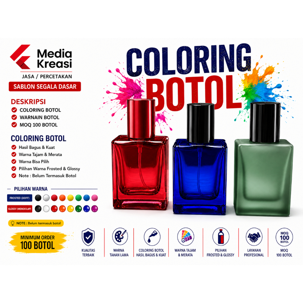 Jasa coloring botol kaca dan sablon