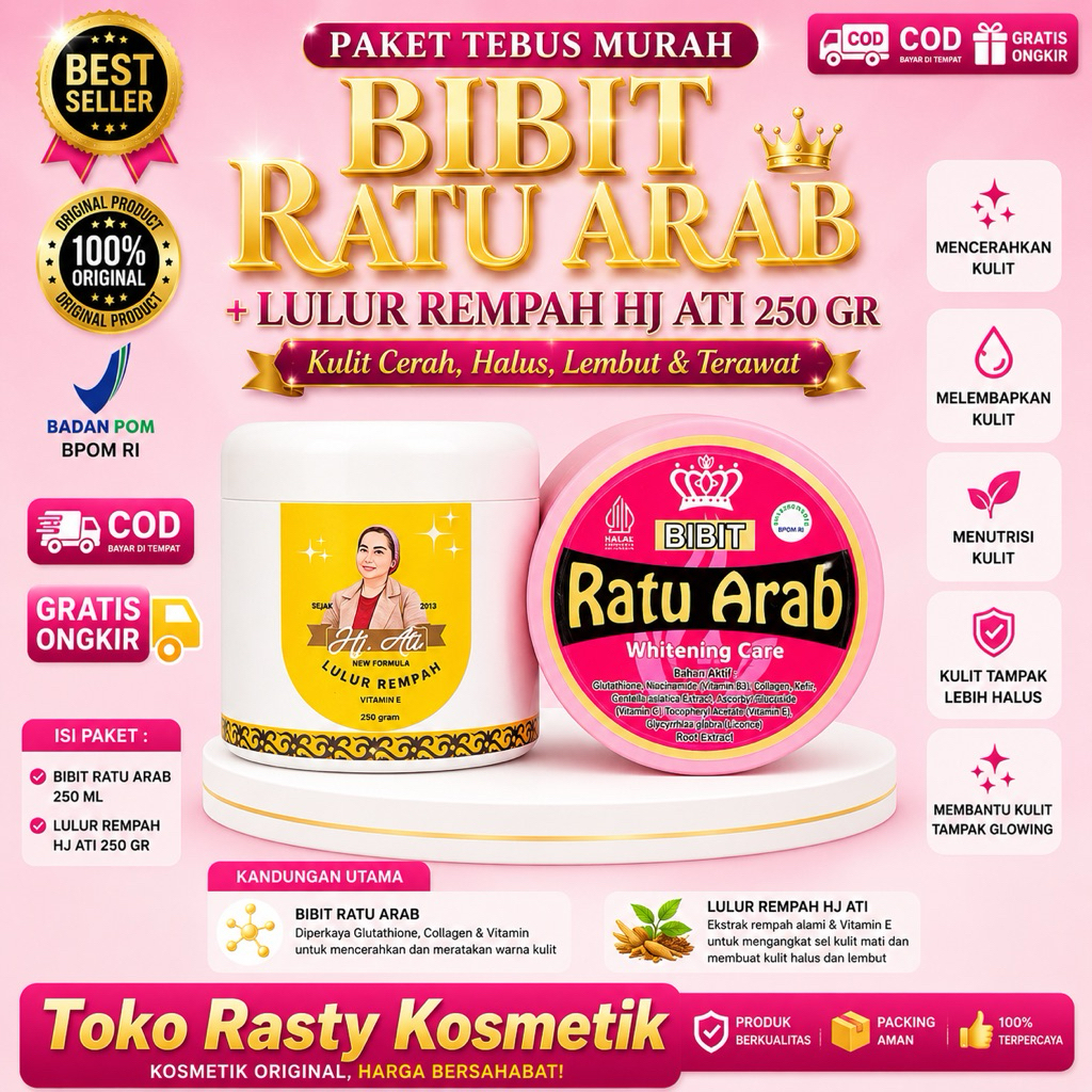 PAKET TEBUS MURAH BIBIT RATU ARAB + LULUR REMPAH HJ ATI / BIBIT RATU ARAB + LULUR HITAM