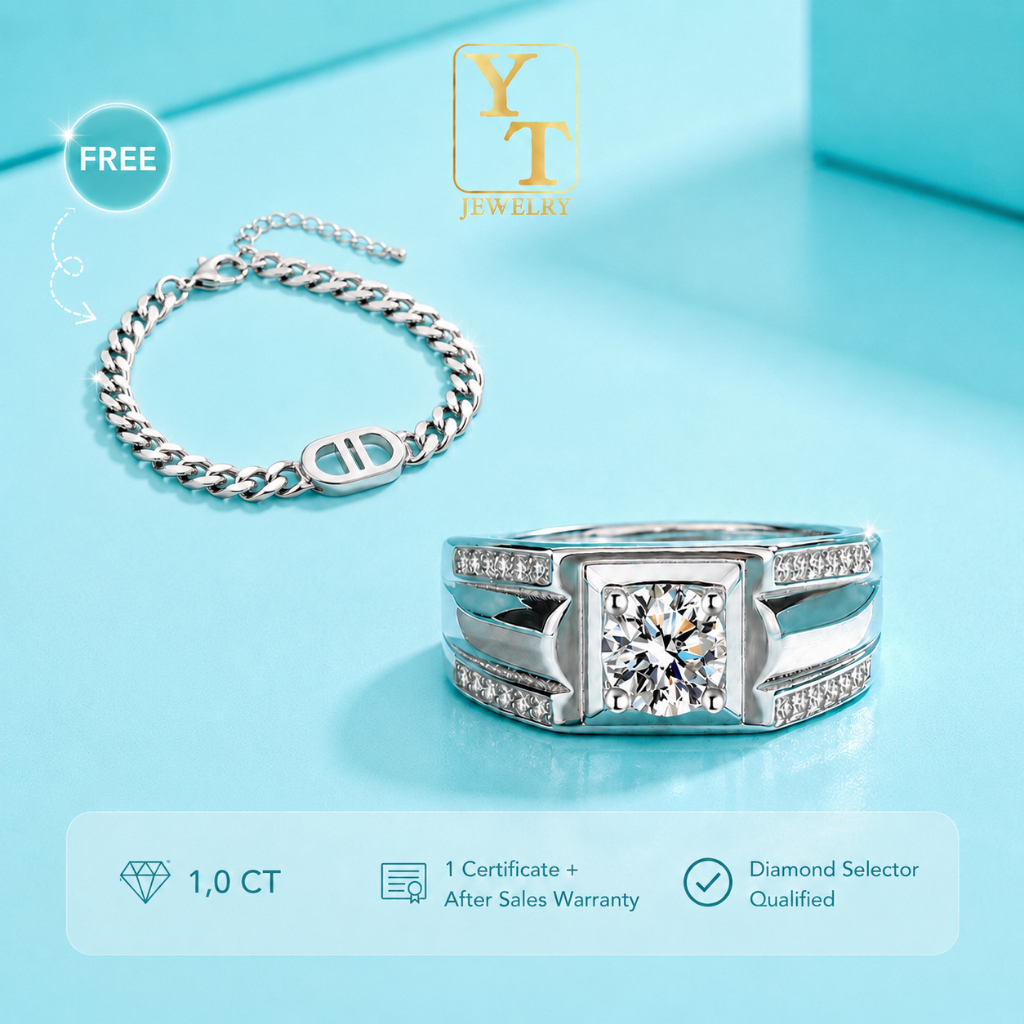YT JEWELRY  - Cincin Pria Moissanite Silver S925  - Thamuz Ring For Men Moissanite