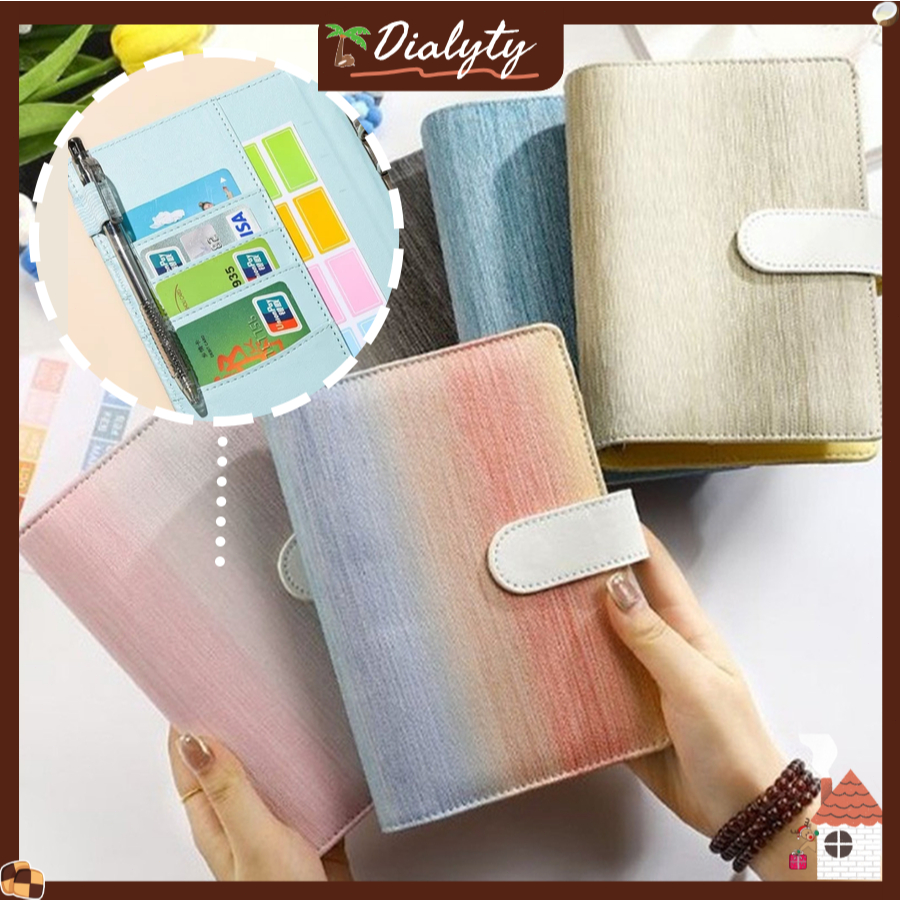 Gradient PU Leather Loose-Leaf Binder Notebook/ Binder Tabungan A6 / Buku Keuangan Kulit/ Buku Tabun