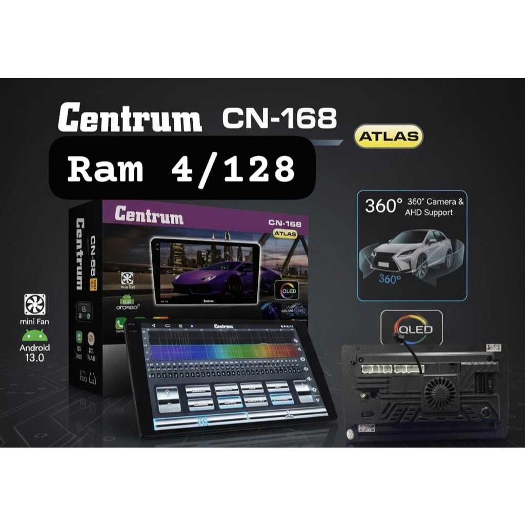 Headunit Android Mobil - ATLAS Headunit Centrum CN-168 + Kamera 360 Concerto - Ram 4/128 GB - 9 / 10