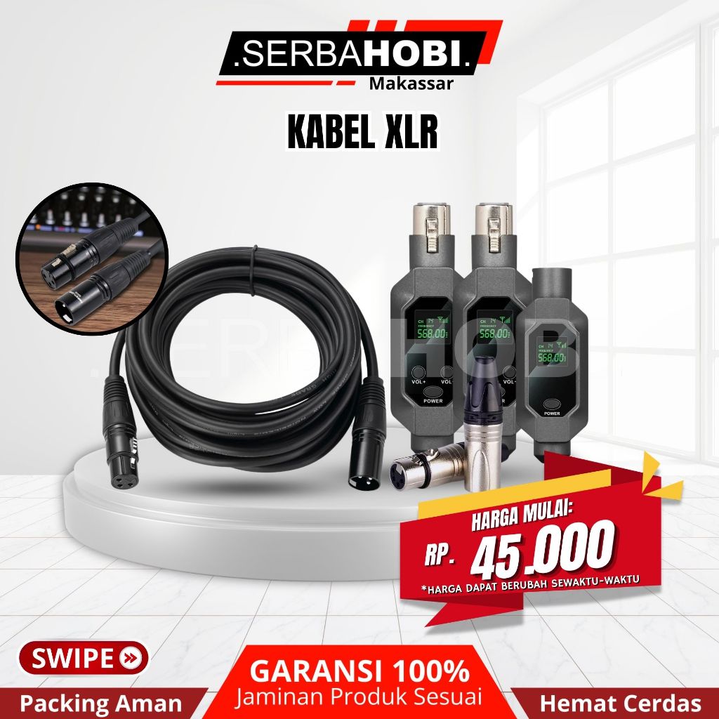 KABEL XLR MIC / KABEL XLR MALE FEMALE / KEPALA XLR / TRANSMITTER MIC WIRELESS
