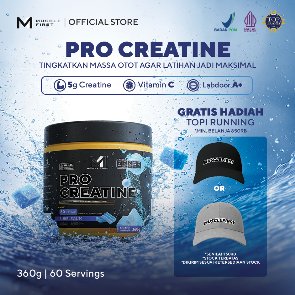 MUSCLE FIRST Pro Creatine 360gr - Menambah Massa Otot Suplemen Fitness