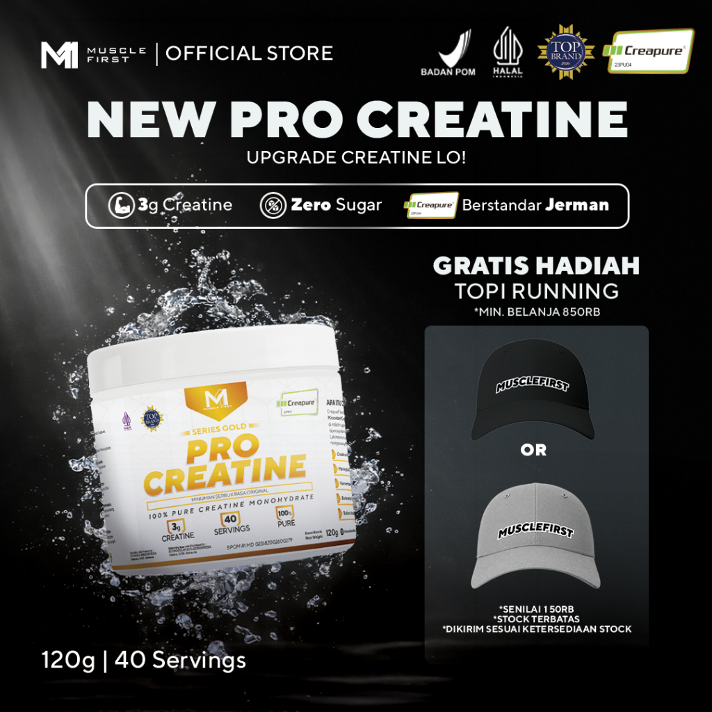 MUSCLE FIRST New Pro Creatine Creapure - Menambah Massa Otot Suplemen Fitness