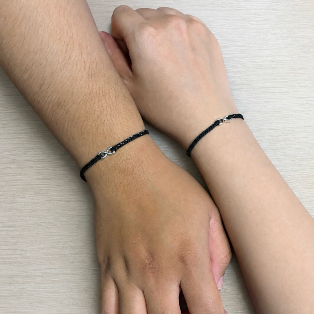 [05] Black Infinity Bracelet Couple / Gelang Kepang Hitam Infinity Couple
