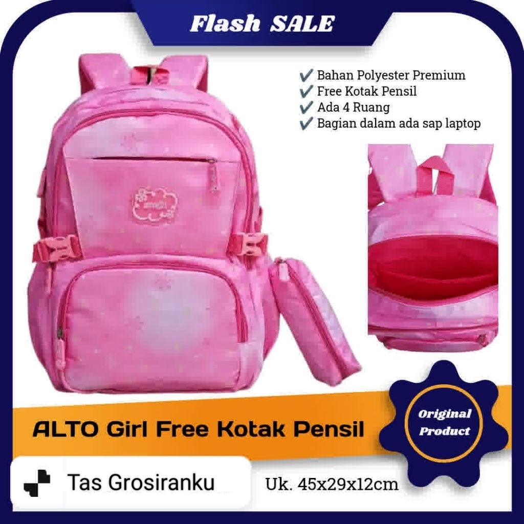 Tas Sekolah Anak ALTO Girl ORI / Ransel Silver Girl By Alto / Tas Anak Perempuan / Ransel Sekolah