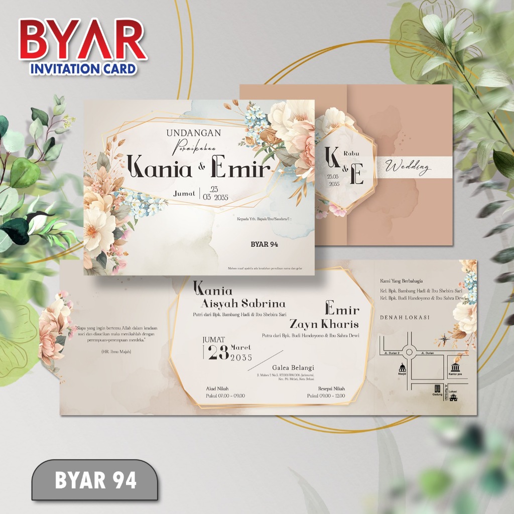 Blangko Undangan Kosong Terbaru BYAR 94 Motif Elegan