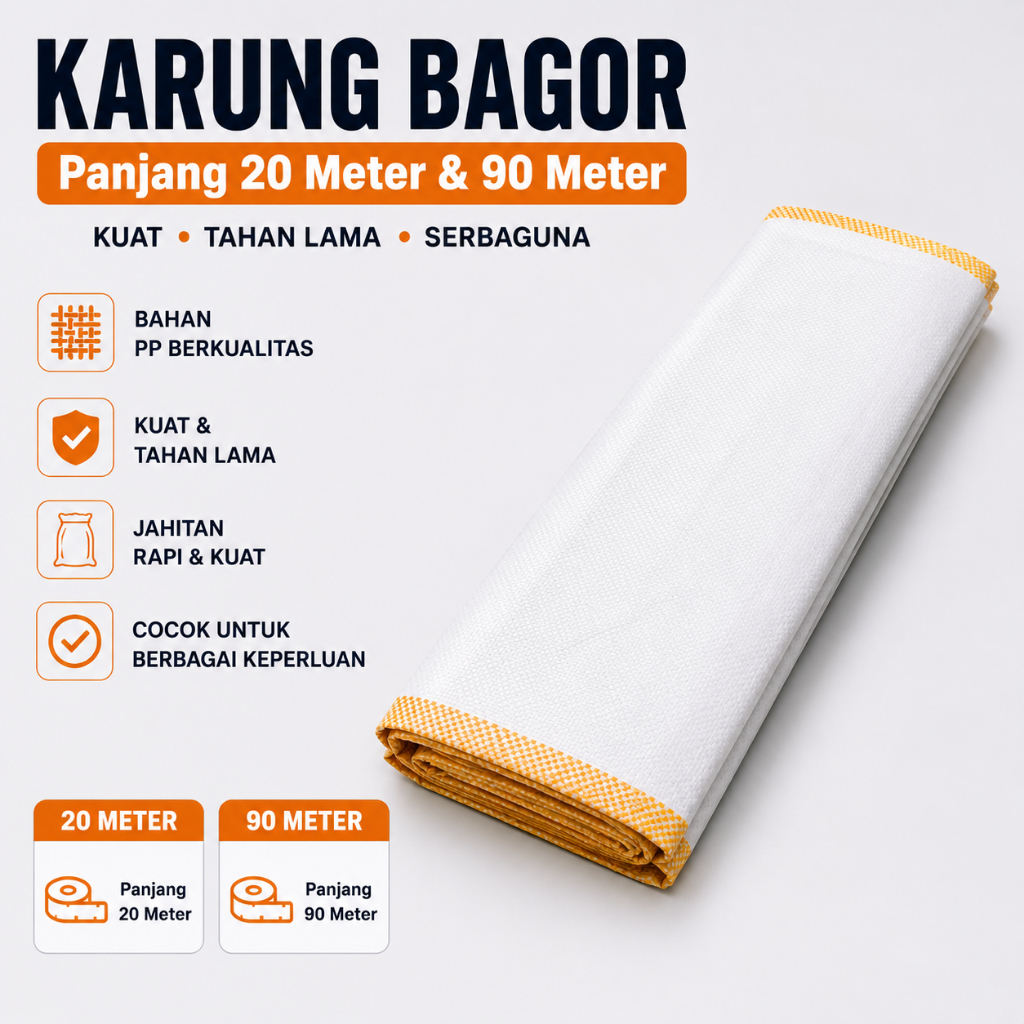 Karung Bagor Roll 20 Meter & 90 Meter Karung Plastik Anyam PP Kuat Tebal