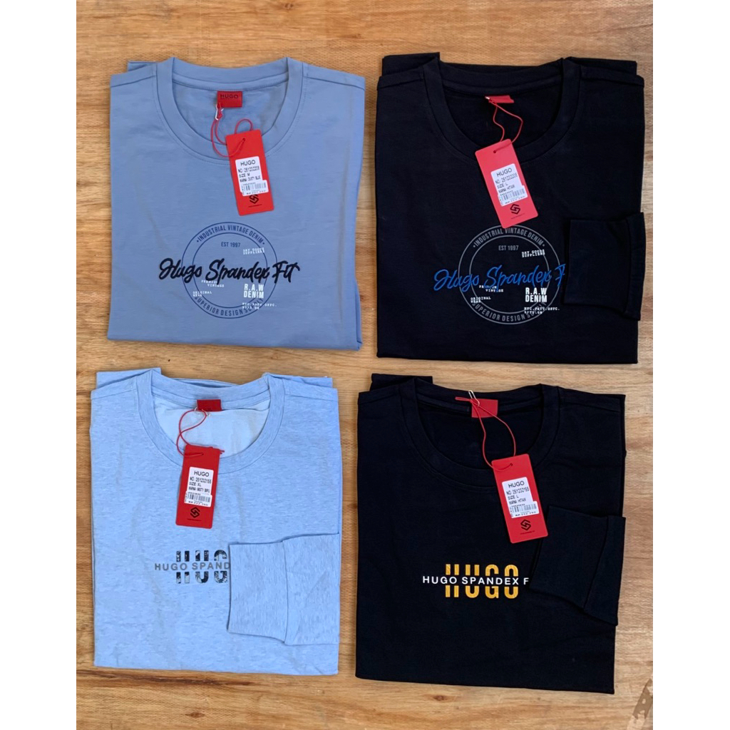 KAOS HUGO SELECTION LENGAN PANJANG PRIA BAHAN DINGIN Thirt ORIGINAL