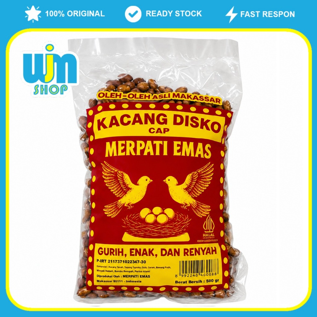 Merpati Emas Kacang Disko Merah 500gr Oleh Khas Makassar