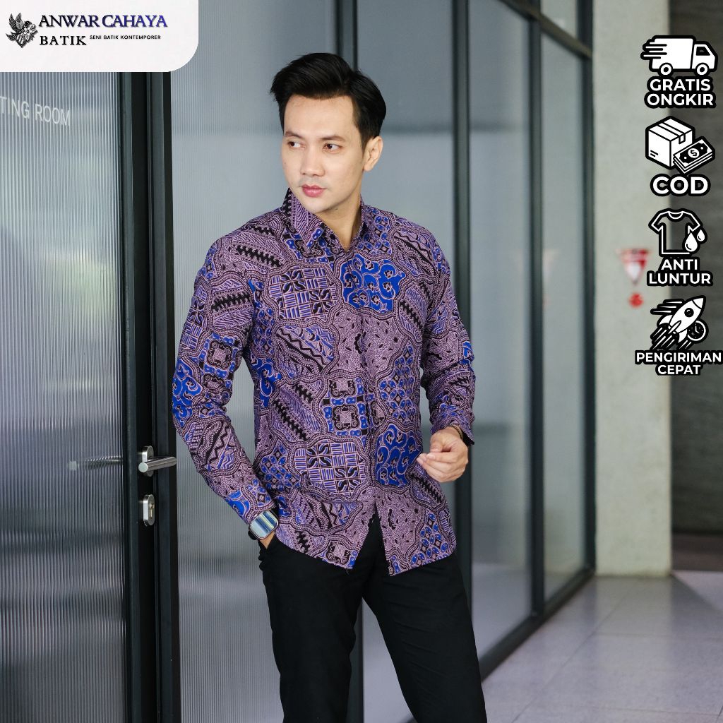 ANWAR CAHAYA BATIK – Kemeja Batik Pria Elegan Motif Niskala Taro Lengan Panjang Premium