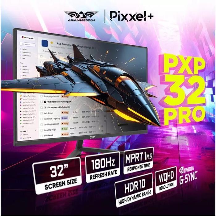 Armaggeddon 32 2K WQHD IPS 180Hz 1Ms HDR Nvidia Gsync Gaming Monitor PXP 32 PRO  Garansi 3 Tahun