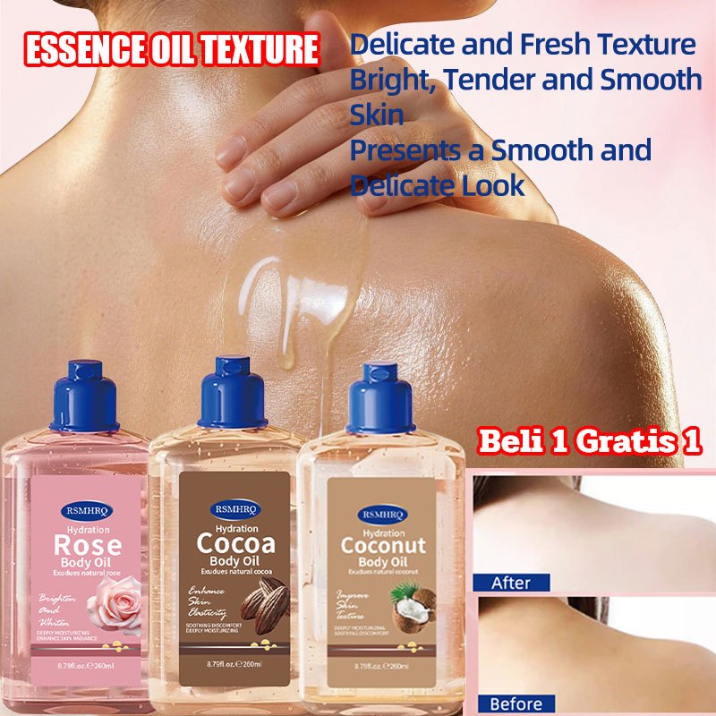 Coconut Body Oil Massage Oil Treatment Whitening Body Serum 260ml Booster Pemutih Pencerah Badan Ton