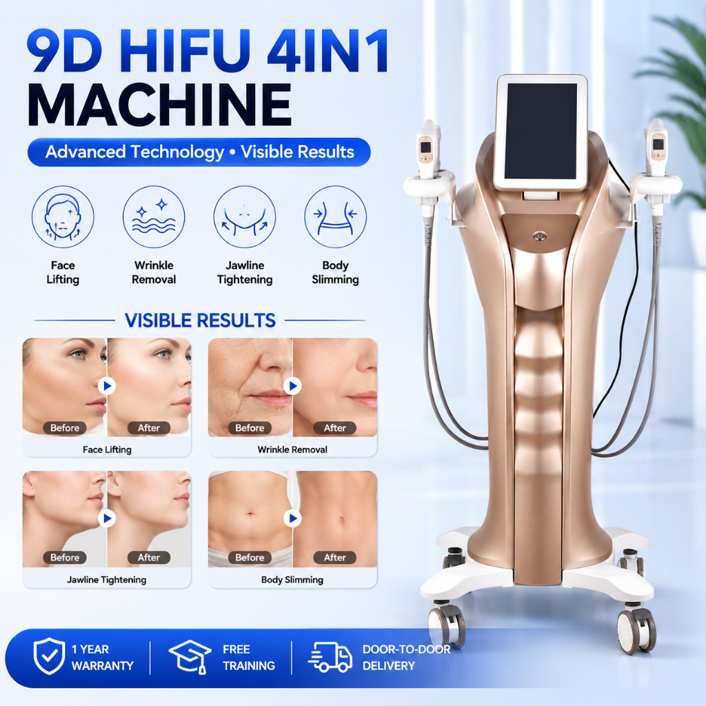 HIFU 9D 4 in 1 Professional Hifu Facial Neck Tightening Anti-Wrinkle Hifu Machine Hifu 7D korea alat