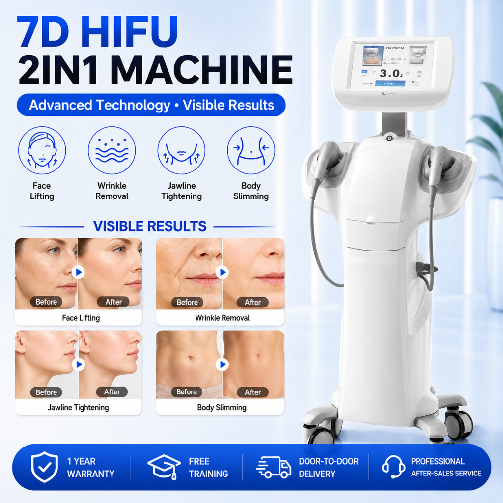 HIFU 7D 2in1 Anti Aging Wajah Tubuh 7 Probe SMAS Kolagen Anti Penuaan