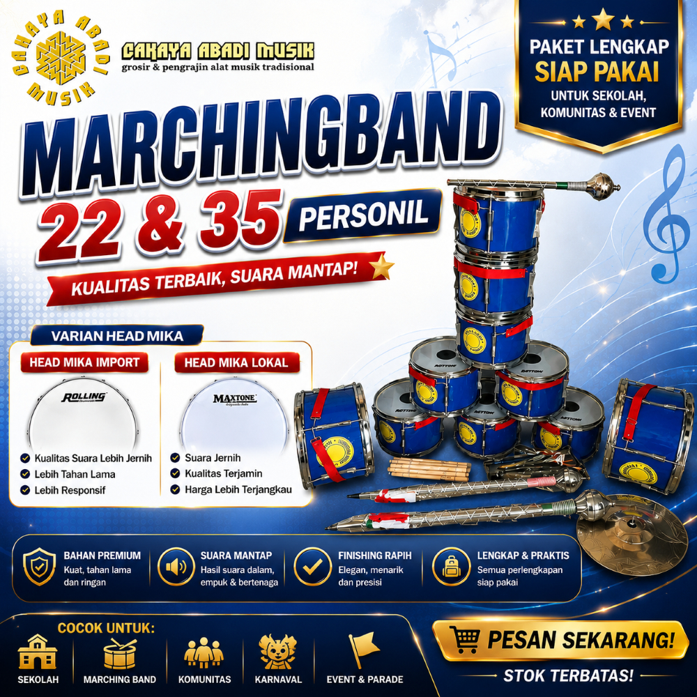 drumband marchingband SD 22 & 35 personil head mika lokal dan import  1 set lengkap fullset garansi 