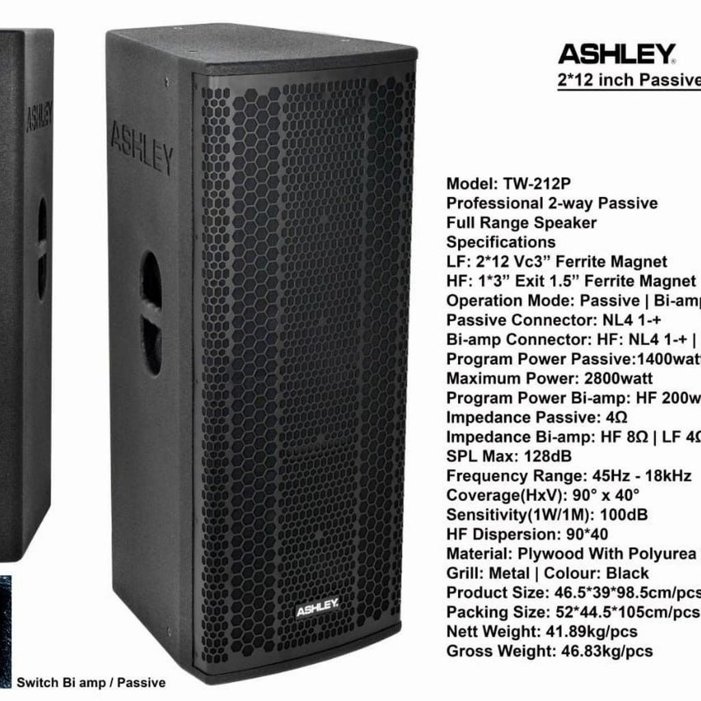 Speaker Pasif ASHLEY TW 212 P TW212P TW212 P Original 2 x 12 Inch Double Woofer