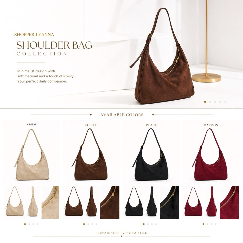 Tas Wanita TOTEBAG SUEDE LYNA Tas Totebag [Bisa Selempang] Tas Beludru Halus
