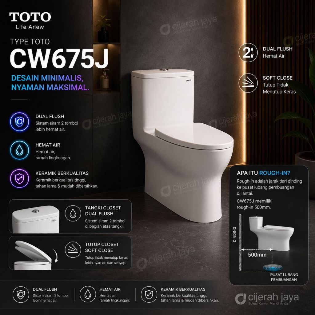 TOTO KLOSET DUDUK TOTO CW 675J CW675J CW 675 J / MONOBLOK TOTO ONE PIECE TOILET