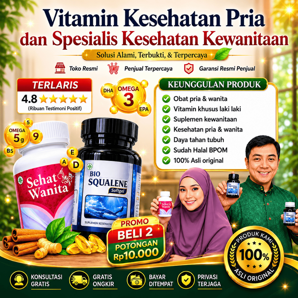 Obat Pria Bio Squalene Original Sehat Wanita Original Vitamin Kesehatan Kewanitaan BPOM Halal MUI