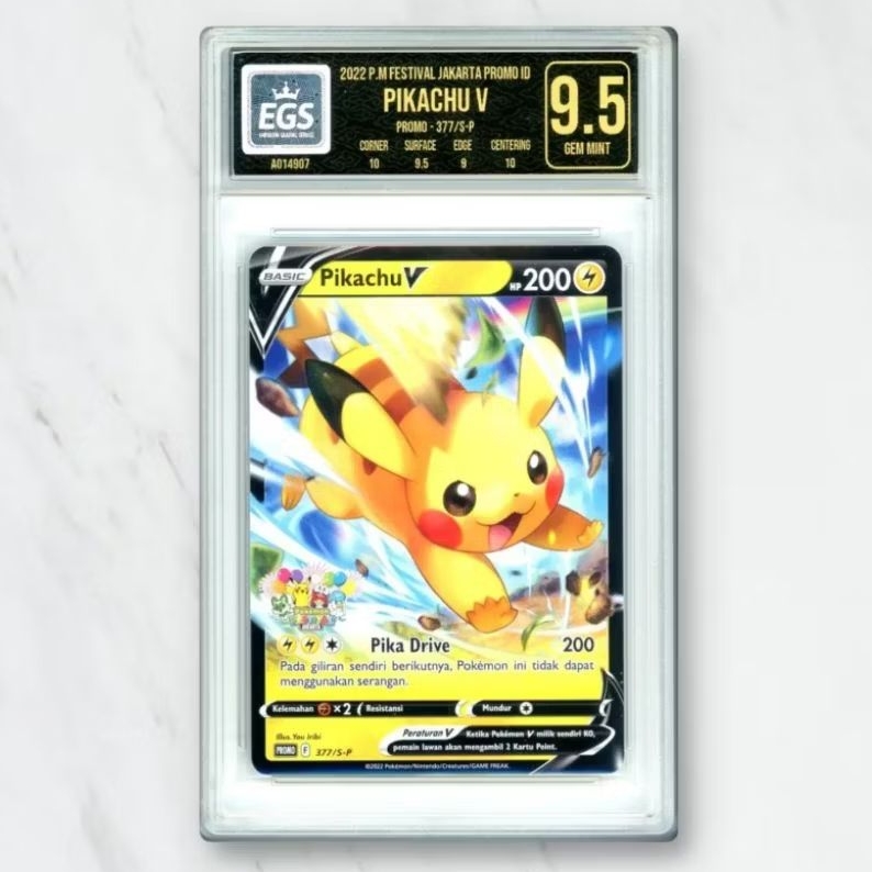 Kartu TCG Pokemon Pikachu Pokemon Festival Jakarta 377/S-P Indonesia Grading EGS 9,5