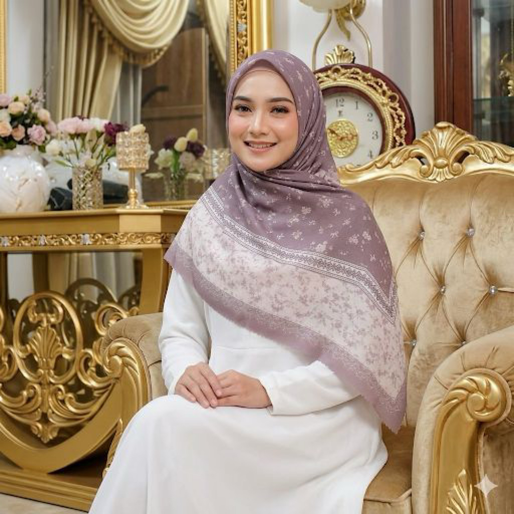 Hijab Segi Empat Nadya Maysa Series Motif Bunga Katun Laser Cut