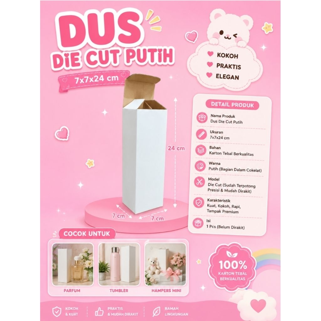 DUS DIE CUT PUTIH 7X7X24