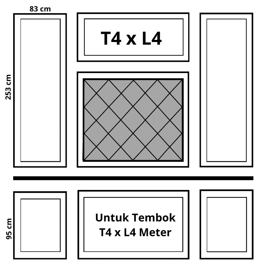 Paket Wall Moulding 4 x 4 Double Lis Moulding | Kaca Non Bevel
