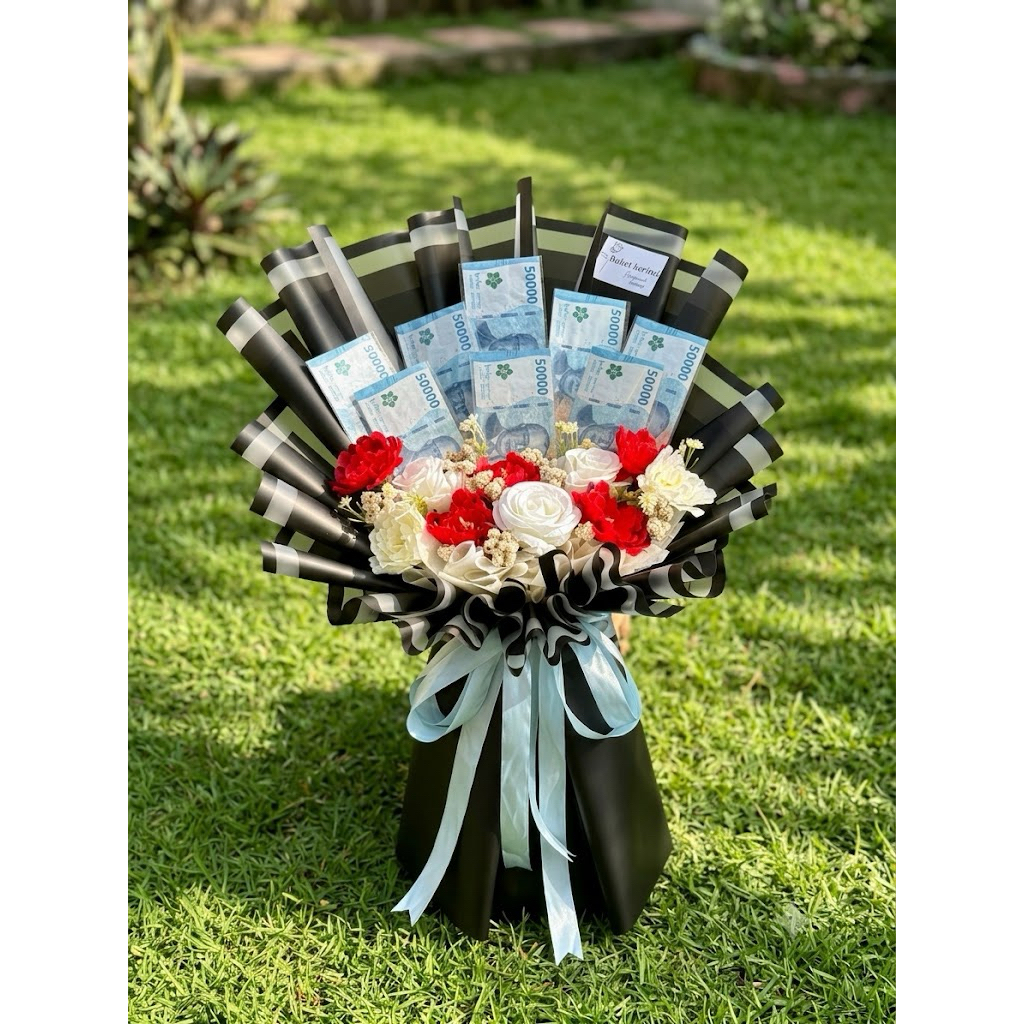 Buket bunga+uang Asli