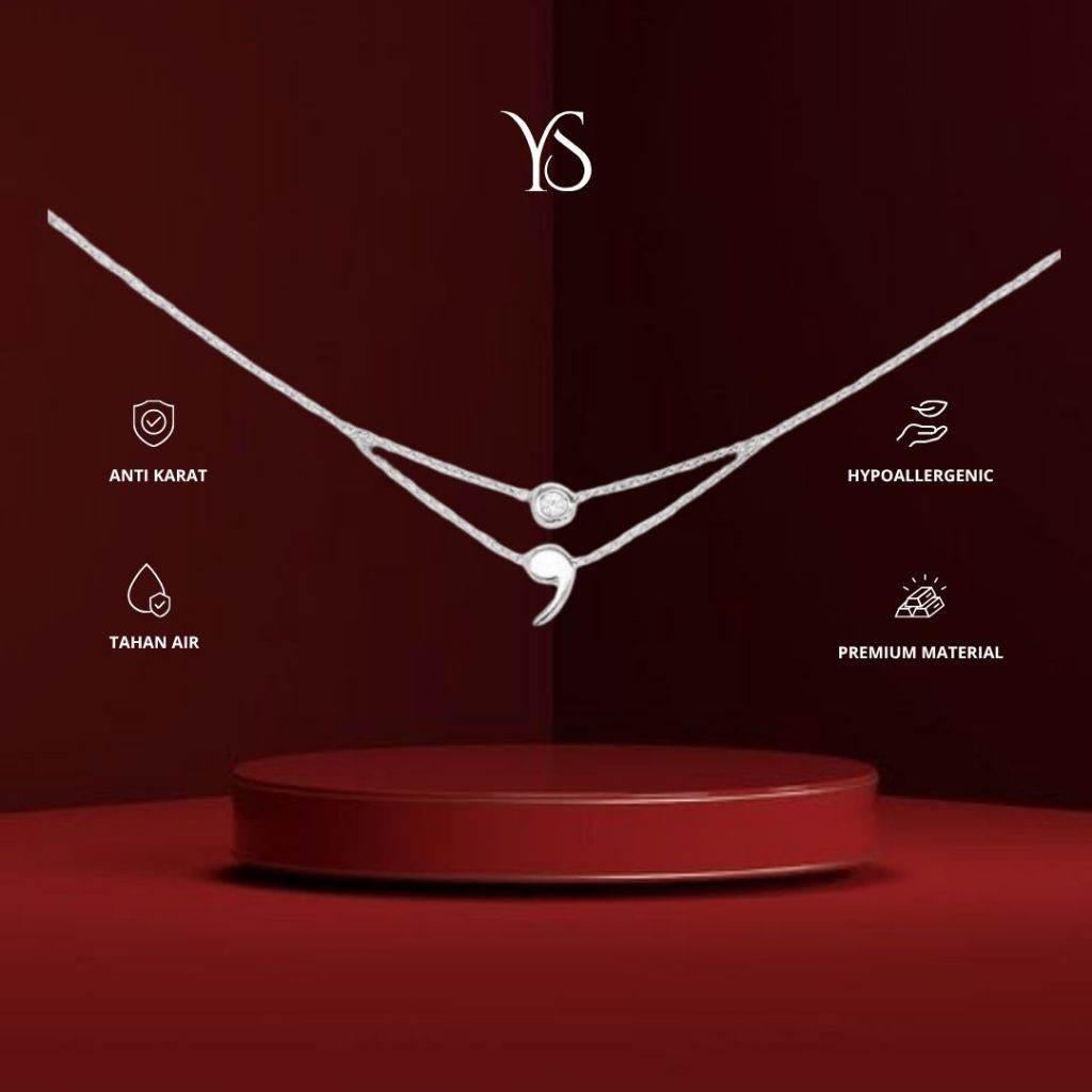 YS - Semicolon Double Layer Necklace | Kalung Mental Health Premium Wanita| Titanium Anti Karat Anti
