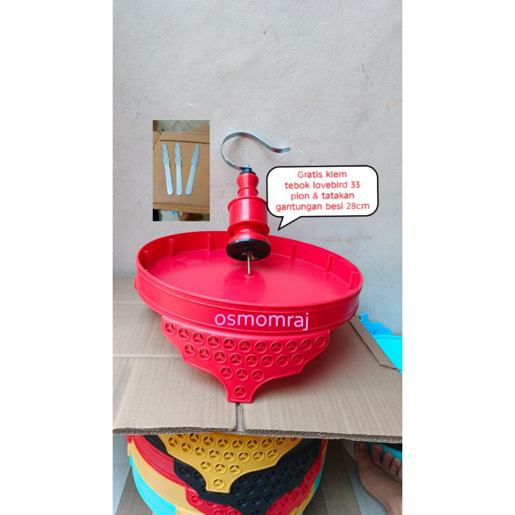 Gratis klem 3pcs Paket lengkap tebok lovebird 33cm, gantungan EBOD besar, pion, tatakan pion