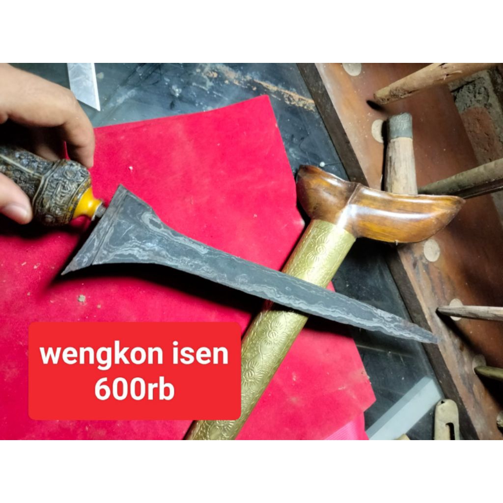 Keris Lurus Kuno Sepuh Pamor Wengkon Isen Jelas Kontras Warangka Gayaman Solo