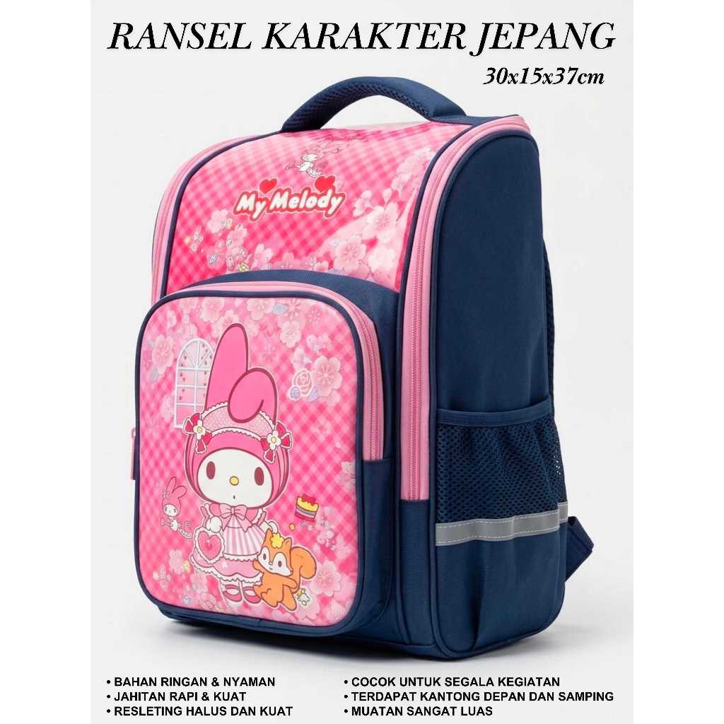 Tas Sekolah Frozen Anak Perempuan Ransel TK SD My Melody Bahan Nylon Premium Barbie Sophia Import
