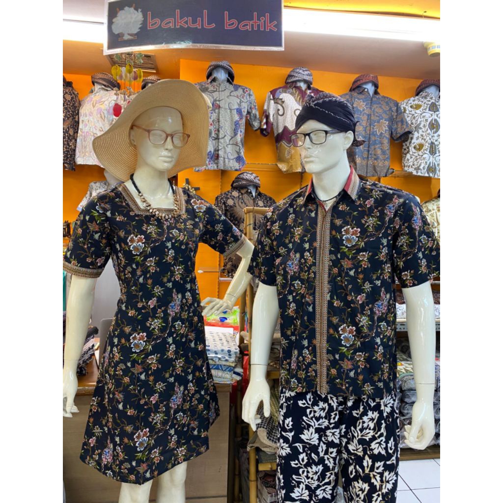 couple bakul batik, kemeja Pendek dan dres lengan 7/8