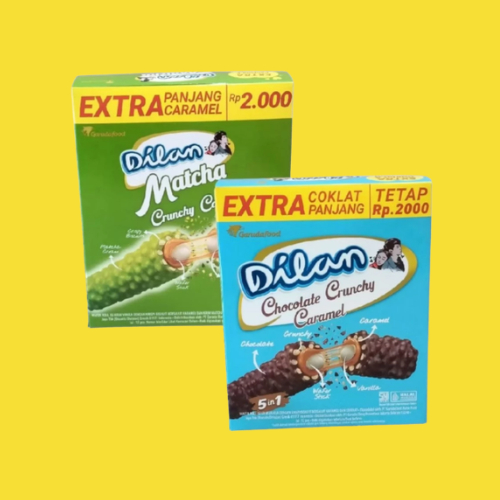 Dilan Crunchy Choco Caramel dan Matcha. Wafer Roll stick berbalut coklat 12pcs/Box