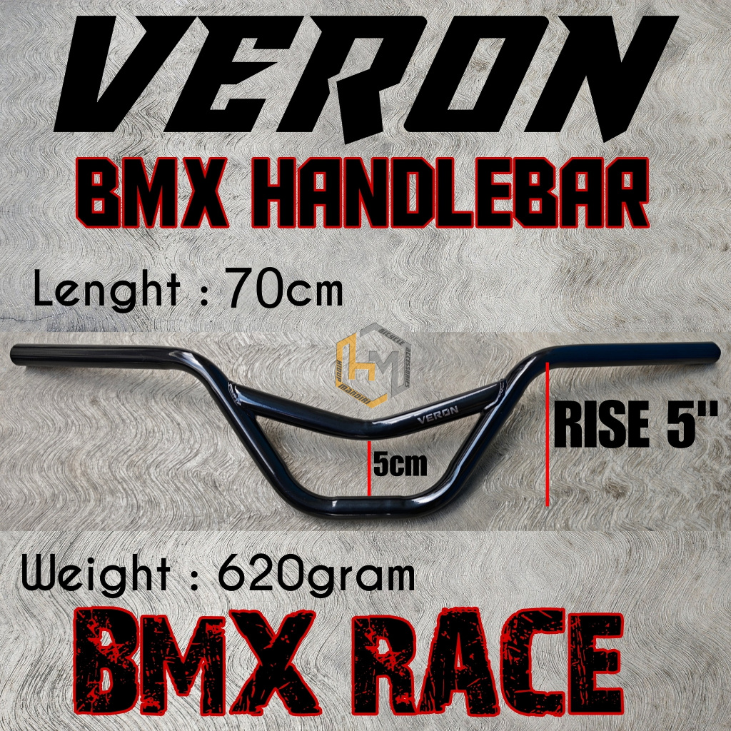 Bar BMX RACE Veron Model M 3 Jari 5cm Rise 5 inci Black Hitam Handlebar Lebar 70cm Stang