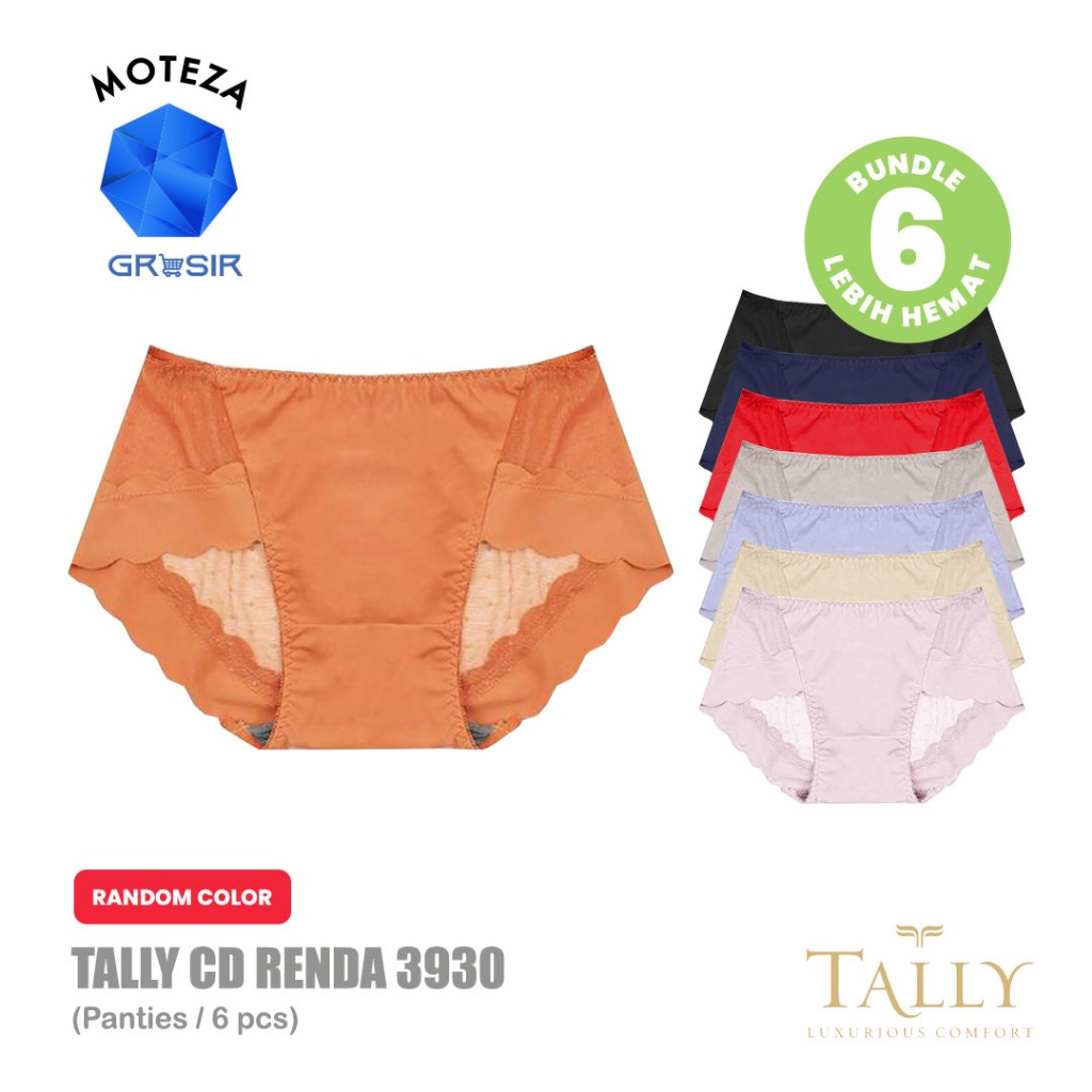 Grosir [6 pcs] [12 pcs] Tally 3930 CD Celana Dalam Wanita Seamless | Brokat Renda Halus | Lace Panti