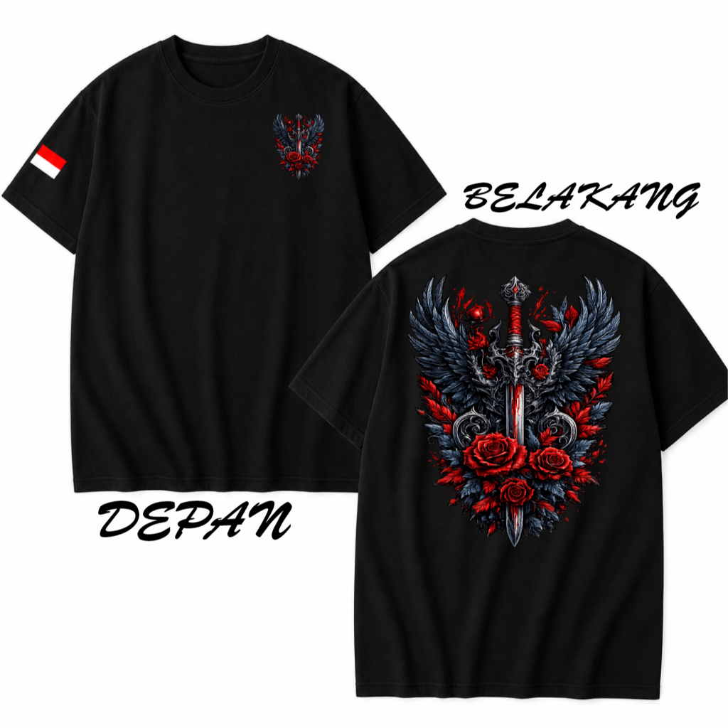 Kaos lengan pendek Kaos premium Mawar pedang